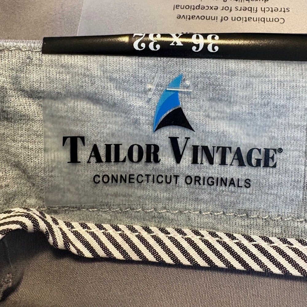 Tailor Vintage Canaan Slim Fit Performance Tech Pants Grey 36x32 Water Resistant - Picture 8 of 11